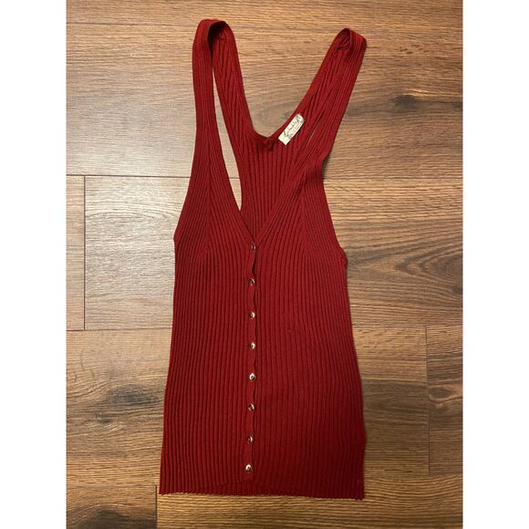 EUC Free People Vest Dressed Cami red burgundy sz: M - Picture 2 of 7